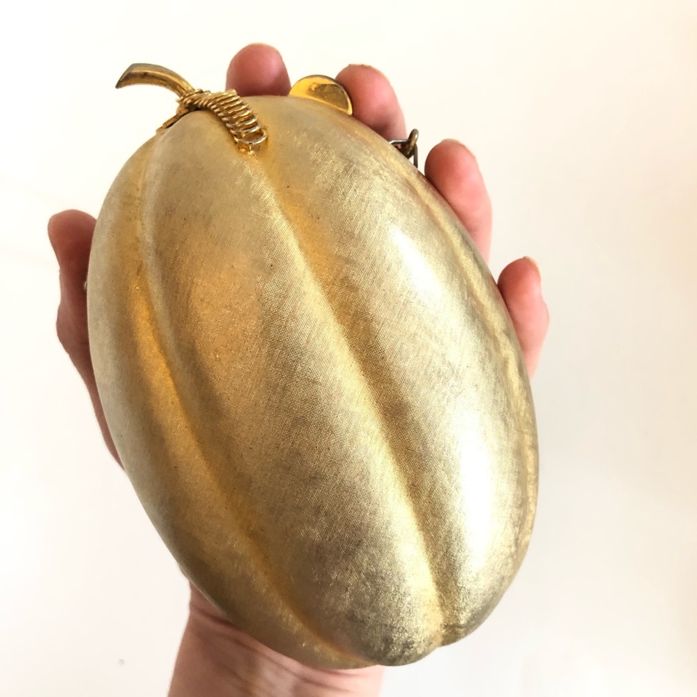 Vintage Goldtone Pumpkin Minaudière Evening Bag